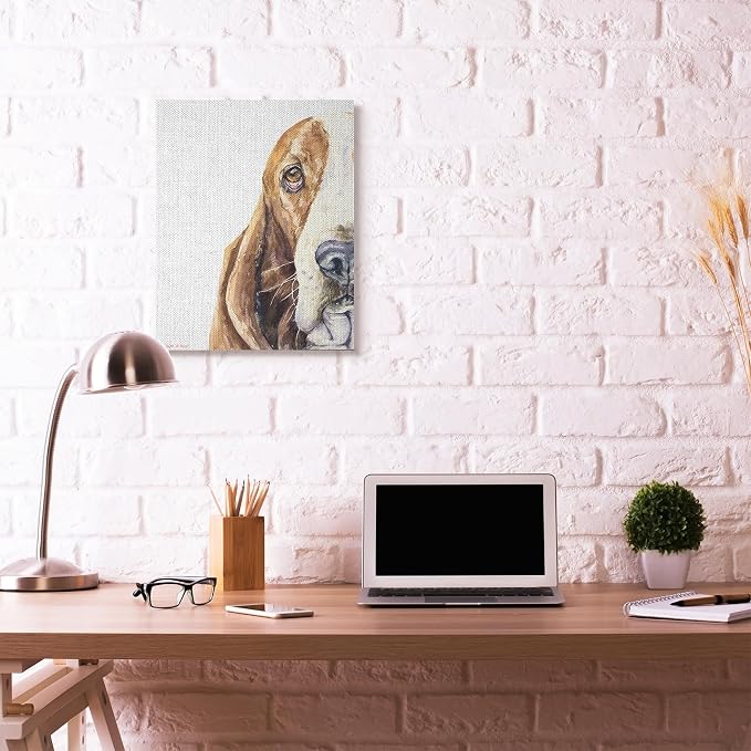 Stupell Industries 'Cute Basset Hound Pet Watercolor', Canvas Art, 24 x 30 Inches, Easy to Hang and Sturdy, Made in USA, by George Dyachenko