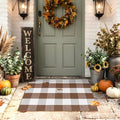 Uphome Bufflo Plaid Outdoor Rug 2'x3', Fall Decor Small Checkered Front Door Mat, Indoor Outdoor Farmhouse Cotton Porch Rug for Layered Door Mats, Washable Brown Area Rugs for Patio Entryway