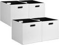 Posprica 13x15x13in Collapsible Storage Bins, Fabric Foldable Cube Storage Boxes, Decorative Storage Baskets Organizer for IKEA Kallax, Shelves, Closet, Clothes, Set of 4-White