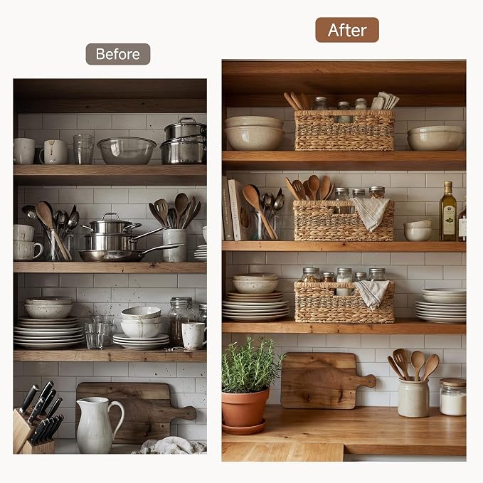 StorageWorks Large Wicker Baskets for Organizing with Handles,1-Pack