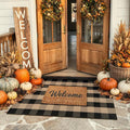 KIMODE Washable Outdoor Rug 3x5, Farmhouse Fall Front Door Mat, Black and Tan Checkered Patio Rug Carpet,Welcome Layering Rug for Front Porch Entryway Kitchen Outside Entrance