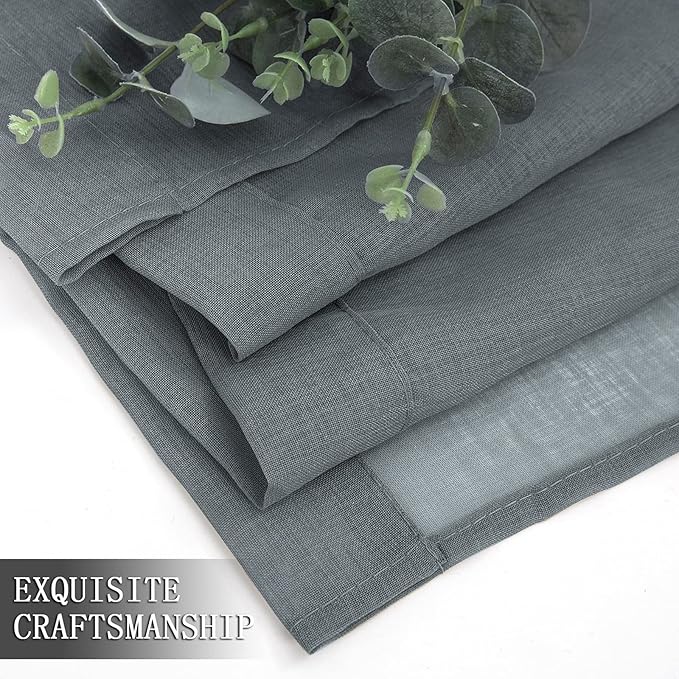 Tollpiz Sheer Curtains Living Room Linen Textured Curtain Sheers Light - Image 7