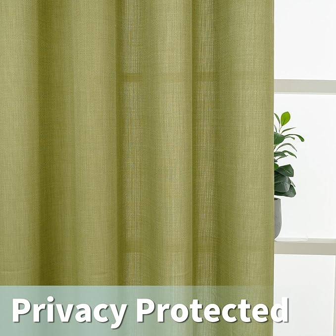 LAMIT Moss Green Linen Curtains 45 inch - Image 4