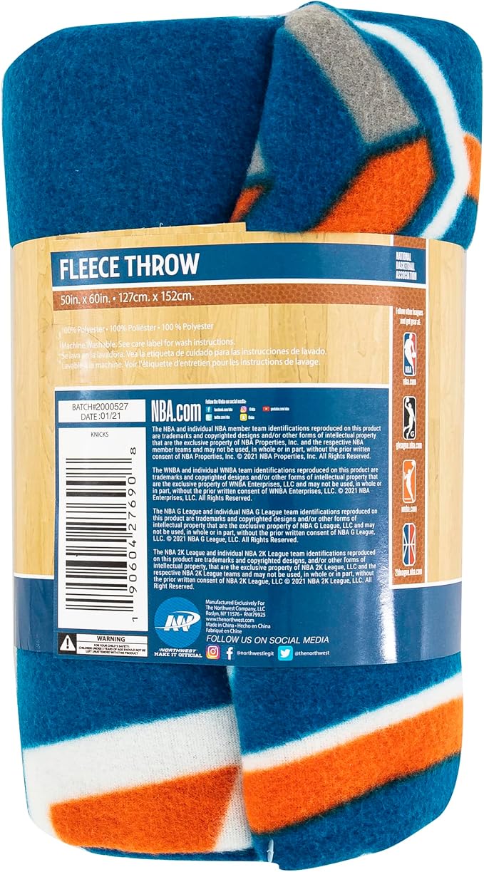 Northwest NBA New York Knicks Unisex-Adult Fleece Throw Blanket, 50" x 60", Campaign