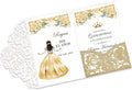 DORIS HOME 50Pcs Personalized Laser Cut Quinceanera Invitations, Gold | 4.7"x7.1", Glitter, Customized Quince Invitations, For 15th Birthday, Sweet 16, With Envelopes