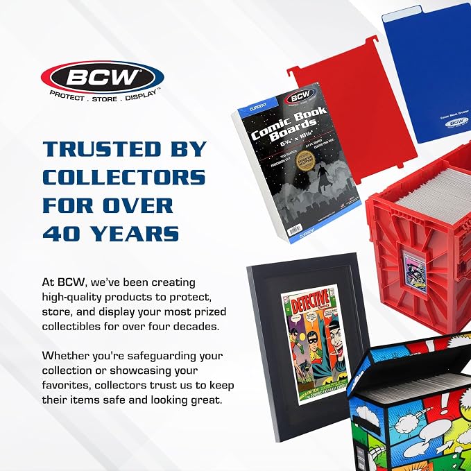 BCW Short Comic Book Bin | Holds 150 Comics | Stackable Plastic Storage | Acid-Free Organizer | Blue, 5 Pack