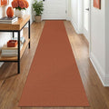 IOHOUZE Washable Runner Rug 2x12 Non Slip Rubber Backed Extra Long Hallway Runner Entryway Runner Indoor, Kitchen Rugs Woven Cotton Floor Carpet for Hall Entrance, Burnt Orange/Tan
