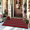 Christmas Front Door Mat Outdoor 2'X4.3' Red Plaid Porch Rug Welcome Mat | Buffalo Outdoor Rug Machine Washable Kitchen Rug Entryway Carpet Layered Door Mats Indoor Cotton Area Rug Runner for Bedroom