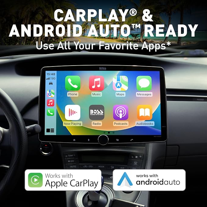 BOSS Audio Systems BCPA14 Car Stereo, CarPlay, Android Auto, Single DIN