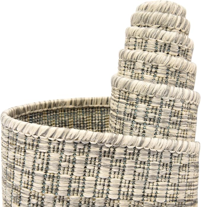 Unique Loom Collection Casual Transitional Solid Heathered Indoor/Outdoor Flatweave Area Rug (10' x 14' 1" Rectangle, Light Gray/Ivory)