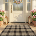 Easy Jute Outdoor Rug 27.5" x 43", Buffalo Plaid Front Porch Layering Rug, Washable Non Slip Front Door Mat for Entryway, Kitchen, Patio, Farmhouse Checkered Jute Style Decor