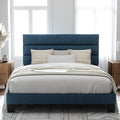 Allewie Full Size Platform Bed Frame with Fabric Upholstered Headboard Blue | Wooden Slats Support, Fully Upholstered Mattress Foundation, No Box Spring Needed, Easy Assembly, Noise-Free, Blue