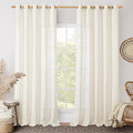 LAMIT Light Filtering Sheer Linen Curtains 84 inches Long, Linen Textured Semi by LAMIT
