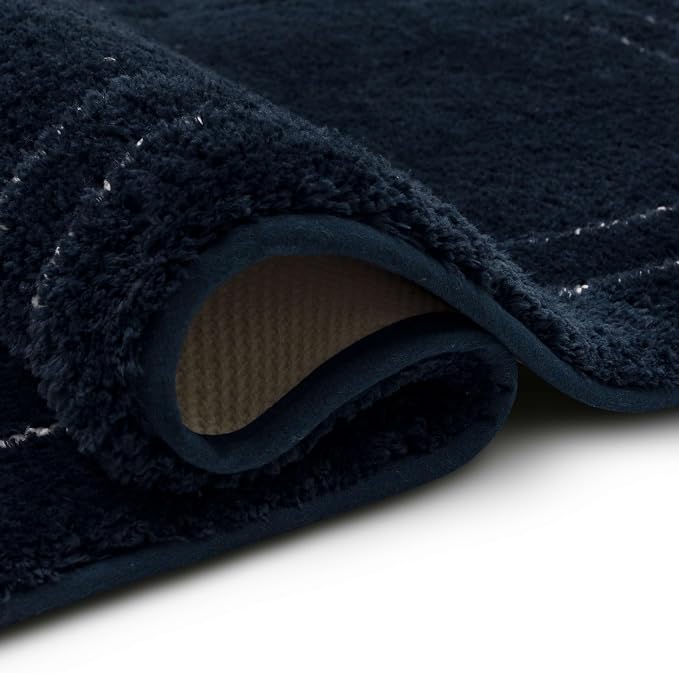 Mohawk Home Corona Casual Geometric Navy Blue 2' X 3' 4" Machine Washable Bath Mat Perfect for Bathroom