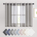 NICETOWN Charcoal Grey Solid Linen Sheer Curtains, Ring Top Thick Flax Light by NICETOWN