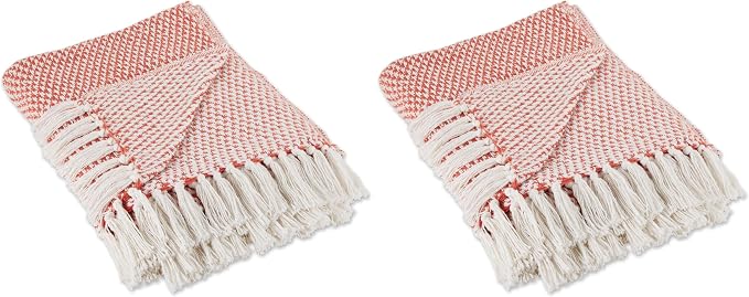 DII Woven Throw Collection 100% Cotton, Basketweave, 50x60, Spice (Pack of 2)