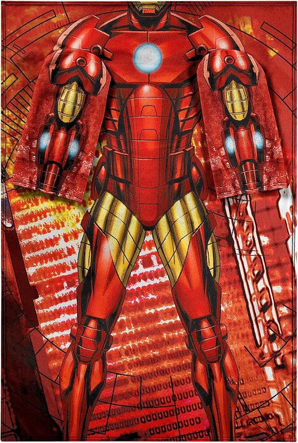 Northwest Marvel Avengers Iron Man Throw Adult Silk Touch Blanket with Sleeves 48" x 71"