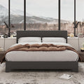 Allewie Full Size Upholstered Bed Frame Adjustable Headboard, Dark Grey | Platform Bed with Heavy Duty Mattress Foundation, Noise-Free, Easy Assembly, Wood Slat Support, No Box Spring Needed