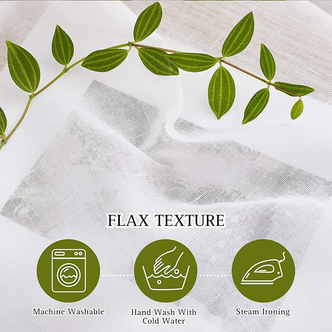 NICETOWN 45" Long White Flax Linen Sheer Bedroom Curtains Grommet, Decorative Window Treatment Draperies Privacy with Light Through for Kitchen/Nursery/Bathroom, 52" Wide, Sold as 2 Panels