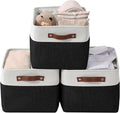 DECOMOMO Storage Bins, Large Fabric Storage Baskets for Shelves 3 Pack | 15 x 11 x 9.5 inches Decorative Linen Closet Organizers (Black & White)