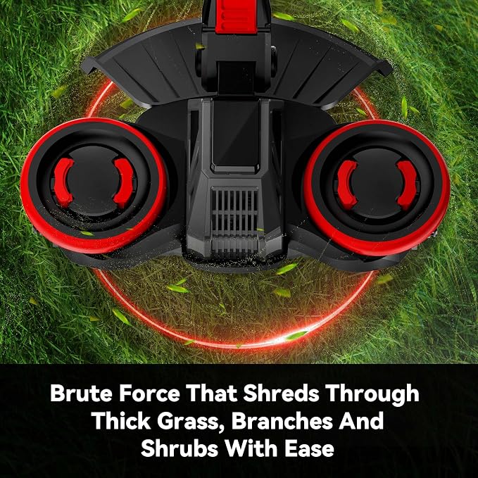 20V Electric Weed Wacker with Wheels, 5.2Ah Battery & Charger, K&GO Force | 1200W & 21000RPM Brushless Motor | Easy for Seniors & Women | For Thick Grass & Branch | Brush Cutter/Mower/Edger | 90+Mins