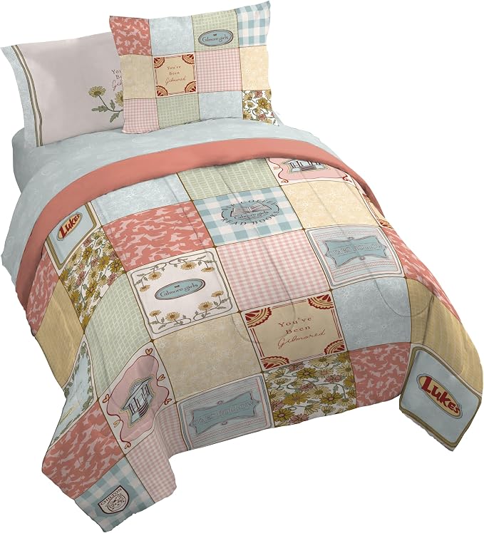 Gilmore Girls Queen Comforter Set 7 Piece Soft Bedding for Girls, Multi | Bed in a Bag, Comforter Sheets Shams Pillowcases, Official Product, Soft Microfiber, Machine Washable, Girls Gift