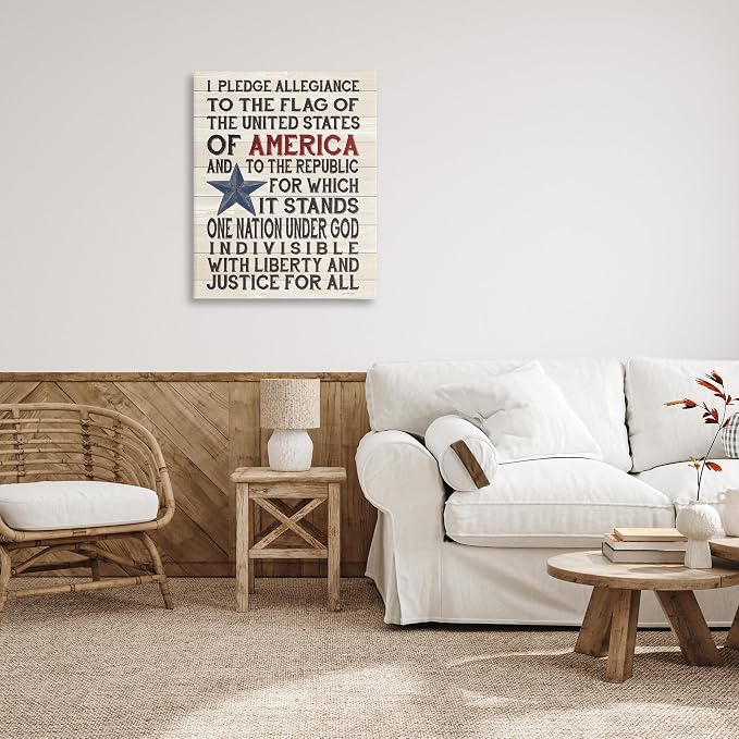 Stupell Industries 'Pledge of Allegiance Patriotic', Canvas Art, 30 x 40 Inches, Easy to Hang and Sturdy, Made in USA, by Jo Moulton