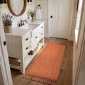 Collive Bathroom Rug 2' x 5', Modern Farmhouse Kitchen Runner Rug Hand-Woven Entryway Rugs Runners for Hallway, Washable Laundry Carpet Indoor Front Door Mat for Bedroom Terracotta Fall Decor