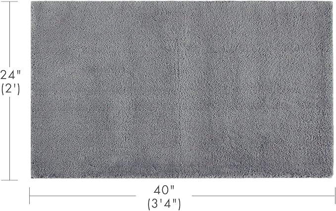 Madison Park Marshmallow Super Soft & Absorbent Bath Rug, 24 x 40, Grey | Non slip Backing, Spa Quality Luxurious Plush Bath Mat for Bathroom, Quick Dry, OEKO TEX