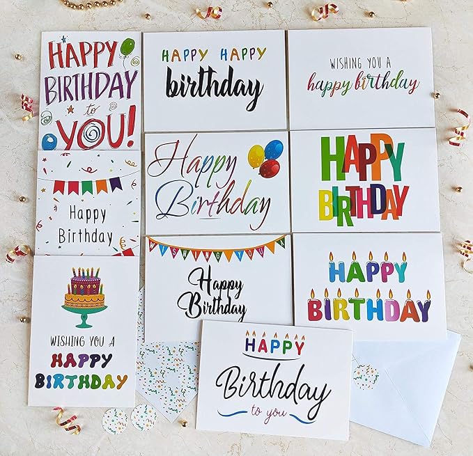 T&M Quality Designs LLC 100 Birthday cards Blank (Blank Inside)