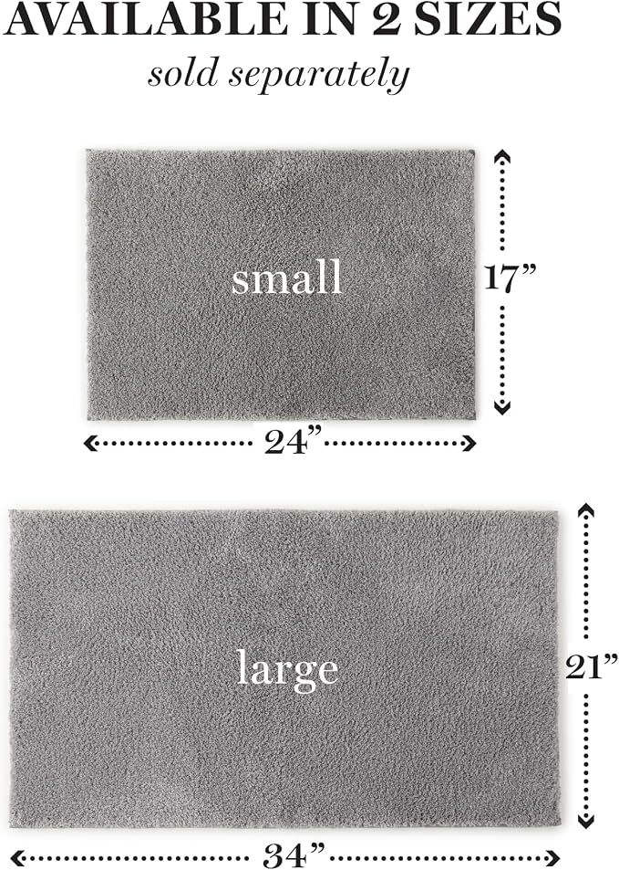 MARTHA STEWART Drylon Microfiber Bath Rug - 1 Piece, Ultra Soft Plush, Non-Slip, Thick, Washable Bathroom Rugs, Home Decor Accessories, Household Essentials, Small Bath Mat, 17" x 24", Dark Gray