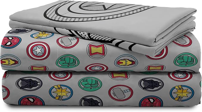 Marvel Avengers Full Size Comforter Set 7 Piece Kids Bedding, Multi | Iron Man Hulk Captain America Thor, Comforter Sheets Shams Pillowcases, Soft Microfiber, Machine Washable, Boys Gift