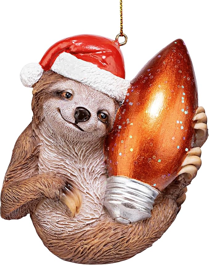Santa's Holiday Season Sloth Christmas Ornament: Each