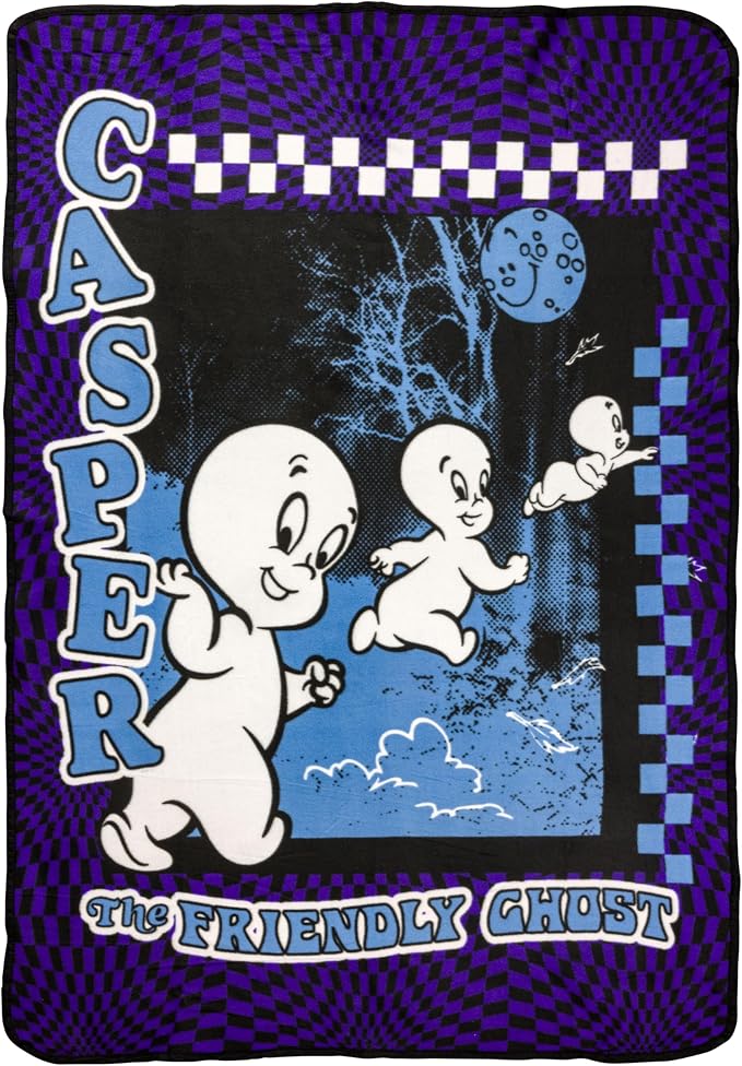 Silver Buffalo Casper the Friendly Ghost, Fleece Throw Blanket, 45x60in | Checkerprint, Soft and Cozy, 180 GSM