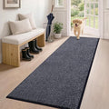 PURRUGS Dirt Trapping Door Mat 24" x 59", Non-Slip Machine Washable Entryway Rug, Dog Doormat, Indoor Front Door Mat, Super Absorbent Entry Rug for Muddy Shoes & Paws, Bluish Grey-Black