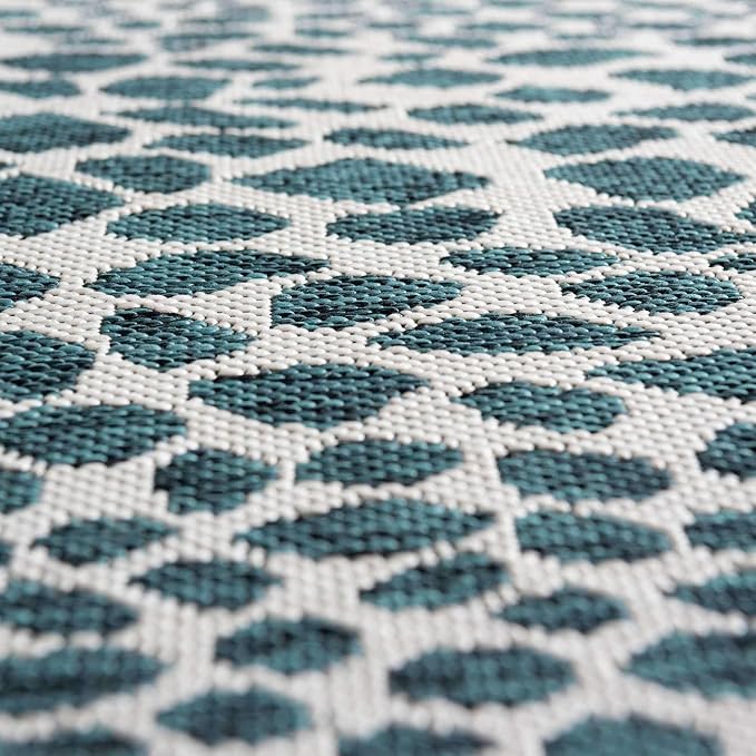 Unique Loom Outdoor Collection Area Rug - Cape Town (9' x 12' Rectangle, Teal/ Ivory)