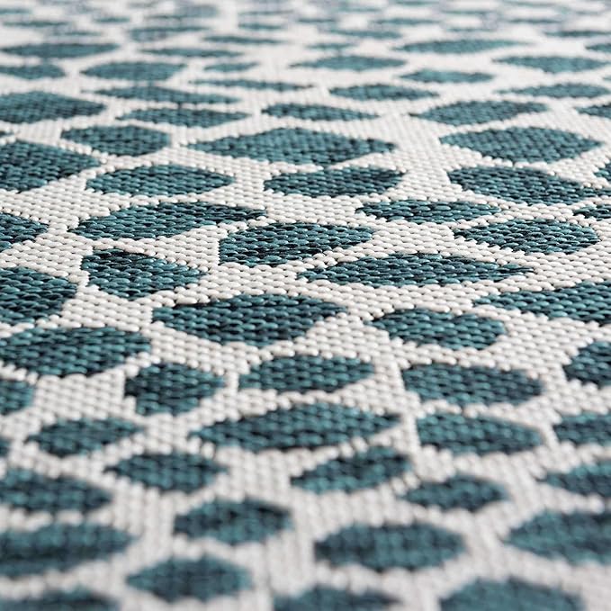 Unique Loom Outdoor Collection Area Rug - Cape Town (6' 1' x 9' Rectangle, Teal/ Ivory)