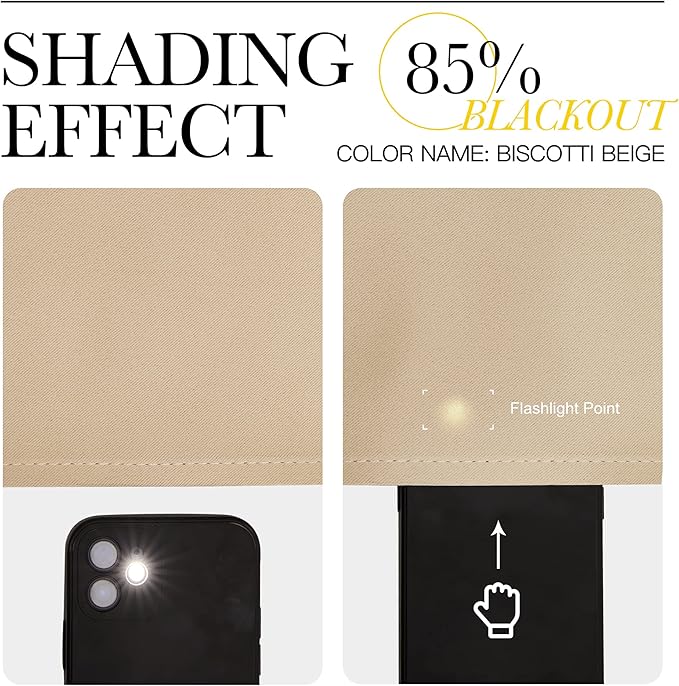 NICETOWN Blackout Curtain Panels for Bedroom, Bicotti Beige, 2 Panels, W29 x L36-inch, Thermal Insulated Grommet Top Blackout Draperies and Drapes for Basement