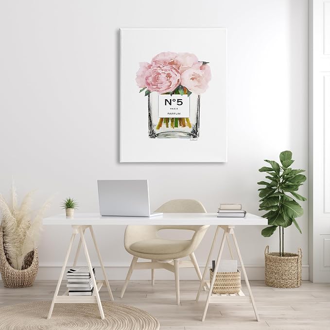 Stupell Industries 'Fashion Designer Flower Bottle Pink Watercolor ', Canvas Art, 36 x 48 Inches, Easy to Hang and Sturdy, Made in USA, by Amanda Greenwood