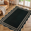 EDIMENS Scalloped Easy Jute 3x5 Outdoor Rug, Washable Non-Slip Geometric Black Rugs for Entryway, Indoor Outdoor Farmhouse Rug Modern Carpet Door Mat Area Rug for Patio Living Room Porch Kitchen
