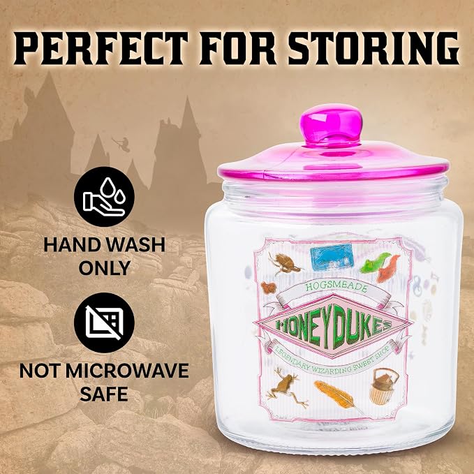 Silver Buffalo Harry Potter Hogsmeade Honeydukes Sweets, Glass Jar with Lid | Wizarding Treats, Cookie Snack Candy, Small Size