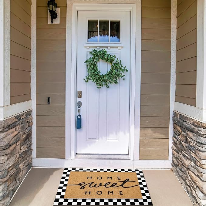 Tinideya 2 Pcs Door Mat Welcome Non Slip Coir Mats Floor Layering Doormats Seasonal for Front Porch Entryway Decor(Home Sweet)