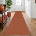 IOHOUZE Washable Runner Rug 2x10 Non Slip Rubber Backed Long Hallway Runner Entryway Runner Indoor, Kitchen Rugs Woven Cotton Floor Carpet for Hall Entrance, Burnt Orange/Tan