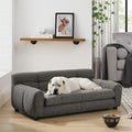 Dog Couch Bed, 38" Memory Foam Sofa for Dogs with Backrest and Armrest, Durable Pet Sofa with Soft Cushion, Elevated Dog Couch Bed with Legs for Medium Dogs, Stone Grey