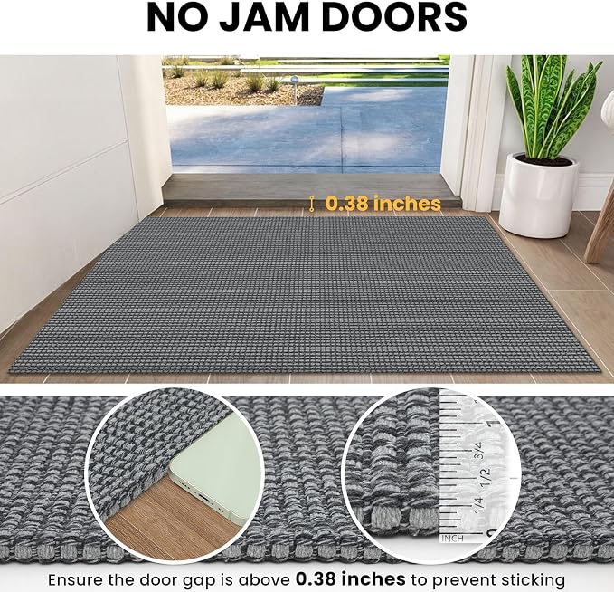 IOHOUZE Washable Runner Rug 2x6 Non Slip Runners for Hallways Entryway Runner Indoor, Kitchen Rugs Woven Cotton Floor Carpet for Kitchen Hall Entrance Bedroom, Dark Grey