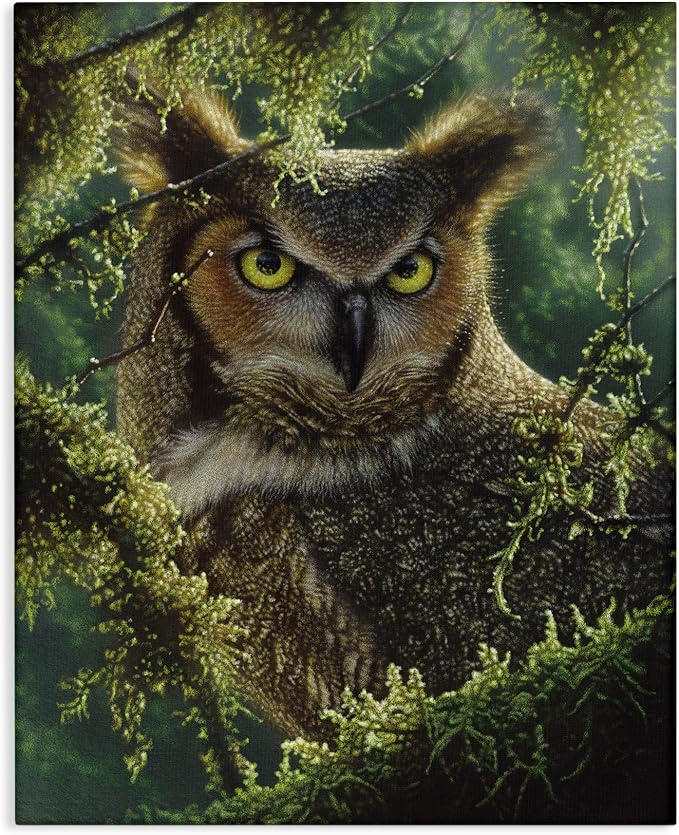 Owl Woodland Camouflage Nature, 24 x 30 Inch Canvas Wall Art | Stupell Industries · By Collin Bogle · Ready to hang · Great for lodge style rooms · Made in USA