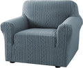 H.VERSAILTEX Living Room Chair Covers 1 Piece Stretch Sofa Cover Anti-Slip Couch Protector Soft Couch Cover for Dogs Upgrade Thick Jacquard Fabric with Spiral Pattern(46"-53", Stone Blue)
