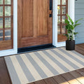 OJIA Outdoor Porch Rug Front Door Mat 24'x51, Front Door Rug Patio Decor | Washable Checkered Entry Rug Striped Area Rug Cotton Woven Kitchen Carpet Small Area Rug for Entryway Patio Bedroom Bathroom