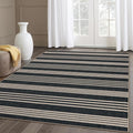 Lahome Striped Easy Jute Outdoor Patio Rug, 5x7 Area Rugs Washable Black | Living Room Indoor Mat, Modern Farmhouse Non Slip Non Shedding Stain Resistance Carpet for Dining Room Balcony Backyard Deck