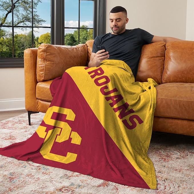 Northwest NCAA Silk Touch Throw Blanket, Ultra Soft Plush Polyester, Lightweight Warm Decorative Fan Gift, 46 x 60 in